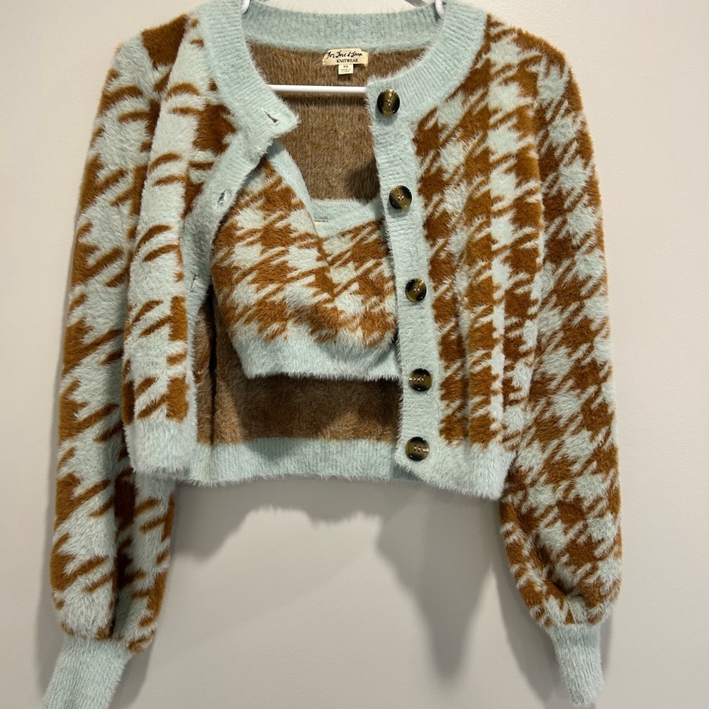 For Love and Lemons Cardigan and bra Top Set